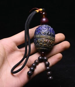11.5CM Old Dynasty Turquoise Carved Fengshui Pattern Exorcism Amulet Pendant - Picture 1 of 10