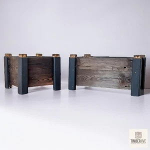 Burnt Wood Garden Planter Set Rustic Patio Boxes Mixed Size Handmade UK - Picture 1 of 12