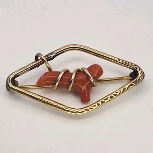 Vintage Gold gefüllt 1/20 12k natürlicher Zweig Koralle Brosche Anstecknadel 1 3/8" lang mal 3/4" - Bild 1 von 7