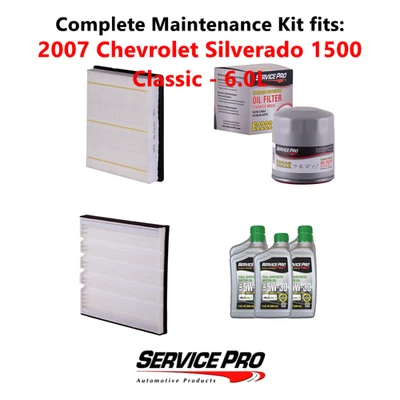 2007 Chevrolet Silverado 1500 Classic 6.0L Oil, Air & Cabin Filter Kit (5W-30) Foto 1 de 4