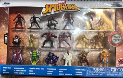 Marvel Spider-Man Die Cast Nano Metalfigs 18 Action Figures Series 8,Jada NIB - Image 1 of 2