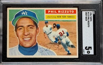 1956 Topps #113 Phil Rizzuto cinza traseiro SGC 5 EX - Imagem 1 de 2