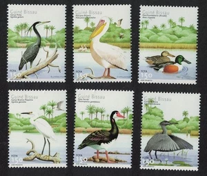 Heron Egret Pelican Goose Mallard Water birds 6v Guinea-Bissau 2001 MNH - Picture 1 of 1