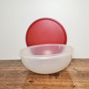 Vintage Tupperware Fix N Mix Bowl 274 Clear Red Lid Classic Kitchenware - Picture 1 of 5