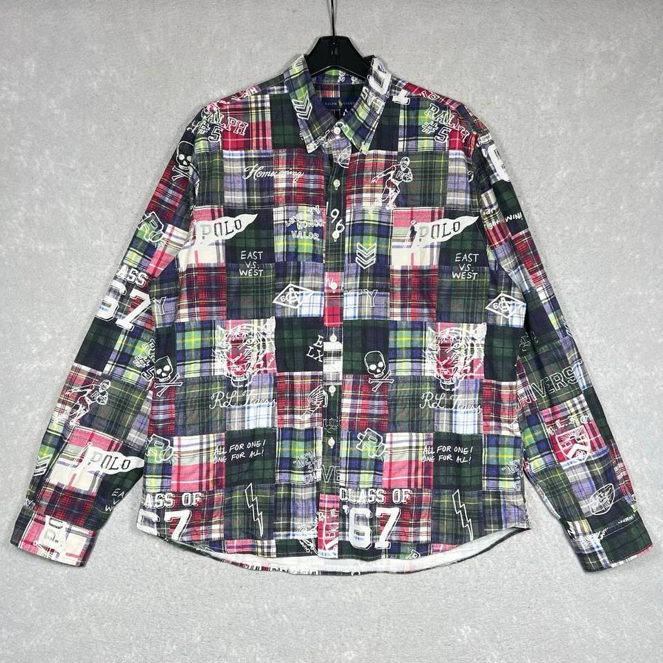 Polo Ralph Lauren Clase del '67 RL Tigres Madras Patchworks Camisa Universitaria Para Hombres XL Foto 1 de 4