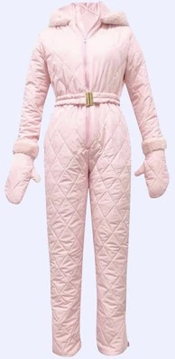 Mujeres Ligero Acolchado Invierno Cálido Mono Con Capucha Cremallera Imitación Piel Cinturón Talla S Foto 1 de 2