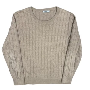 J. Lindeberg Cable Knit Sweater Crewneck Pullover Cotton Beige Large - Picture 1 of 8
