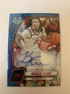 2024-25 Bowman Chrome U Basketball Boogie Fland Blue Stealth Auto /100 Arkansas - Picture 1 of 2