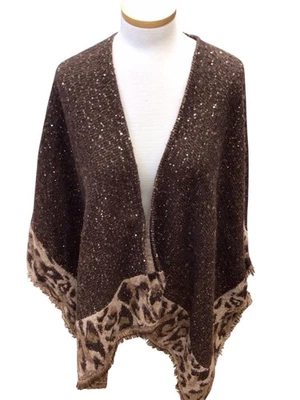Poncho INC para mujer estampado animal con salpicaduras doradas talla única Foto 1 de 2