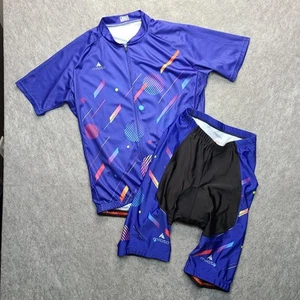 Miloto Cycling Kit 2 Piece Set Womens 4XL Blue Abstract Print Full Zip 3 Pockets - Picture 1 of 16