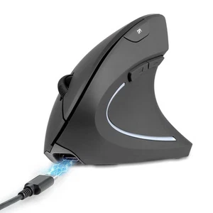 PERIMICE-713R Wireless Rechargeable Vertical Mouse - Duo Wired and Wireless C... - Picture 1 of 7