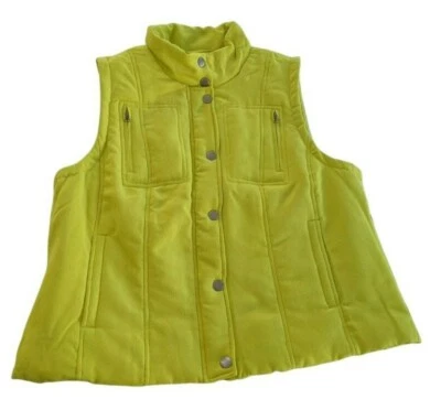 Relativity Women’s XL Quilted Lime Neon Green Puffer Vest Zip Up Pockets NEW - Image 1 of 4