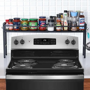 Stove Top Shelf Extendable Spice Rack for Kitchen Adjustable Over-The-Stove - Picture 1 of 1