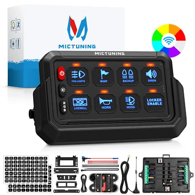 MICTUNING Wireless P1s 8 Gang Switch Panel Led Touch Toggle Momentary Strobe Pod - Image 1 of 4