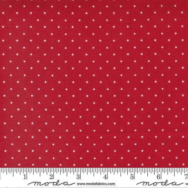 MODA #24106 44"TWINKLE"CHERRY RED"  WHITE STARS BTY - Image 1 of 1