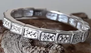 925 Sterling Silver Diamond Solitaire Eternity Ring Size M New - Picture 1 of 6