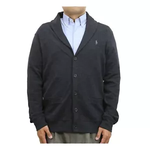 Polo Ralph Lauren Mezcla de Algodón Sólido Chal Sudadera Cárdigan Suéter con Poni - Imagen 1 de 6