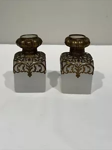 PAIR French Grand Tour Palais Royal Perfumes Opaline Bottles Ormolu Mounts - Picture 1 of 15