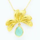 Aylas Chalcedony Pendant Necklace - 21ct Gold plated semi precious gemstone - Ha