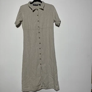 Vintage Nick & Sarah Dress Womens Large Linen Button Front Cottagecore Lagenlook - Picture 1 of 8