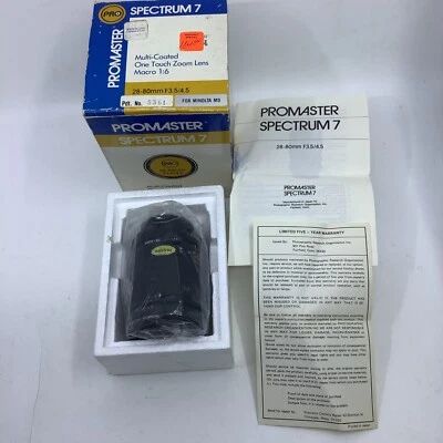 Nos Promaster Spectrum 7 AF 28-80MM F3.5/4.5 One Touch Zoom Lens For Minolta - Image 1 of 4