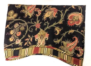 Traditions by Waverly Black Paisley Double Scallop Valance  50 x 18 - Picture 1 of 5