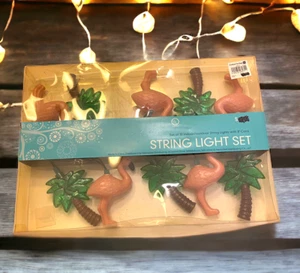 Pink Flamingo Palm Tree 10 String Lights Indoor Outdoor New in Box - Picture 1 of 5