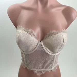 Victoria’s Secret Dream Angels Strapless Lined Bustier Bra Pudra Pink 32DD NWT - Picture 1 of 11