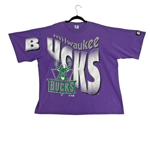 Milwaukee Bucks Starter Single Stitch T-Shirt Adult XXL Purple Vintage USA Made - Picture 1 of 15