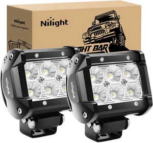 Nilight Led Pods Fog Lights - 18W 1260LM Flood for Off Clear,White - Picture 1 of 11