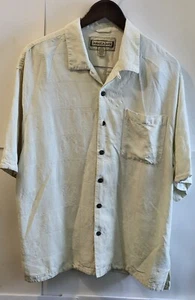 Jamaica Jaxx 100% Silk Shirt, Vacation, Resort, Beige, Men's Size Large - Picture 1 of 7