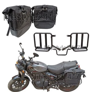Royal Enfield "Pannier Luggage Bags & Mounting Black Pair D6" Hunter 350 - Picture 1 of 8