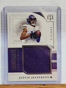 Carta reliquia Justin Jefferson 2021 tesori nazionali #’d 71/99 vichinghi - Foto 1 di 6