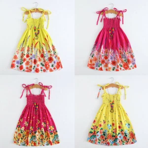 Toddler Kids Girls Baby Floral Bohemian Beach Straps Dress Princess Clothes - Picture 1 of 13