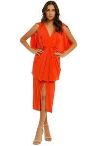 KITX Silk Lush Nature Cape Dress Orange Cocktail Size AU 10 RRP 695 WITH DEFECTS - Picture 1 of 7