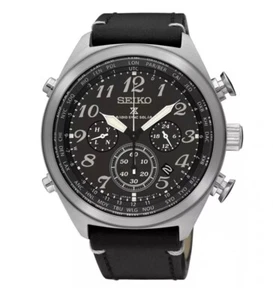 SEIKO PROSPEX Men's Black Leather Prospex Radio Sync Solar Watch SSG013P1 - Picture 1 of 1