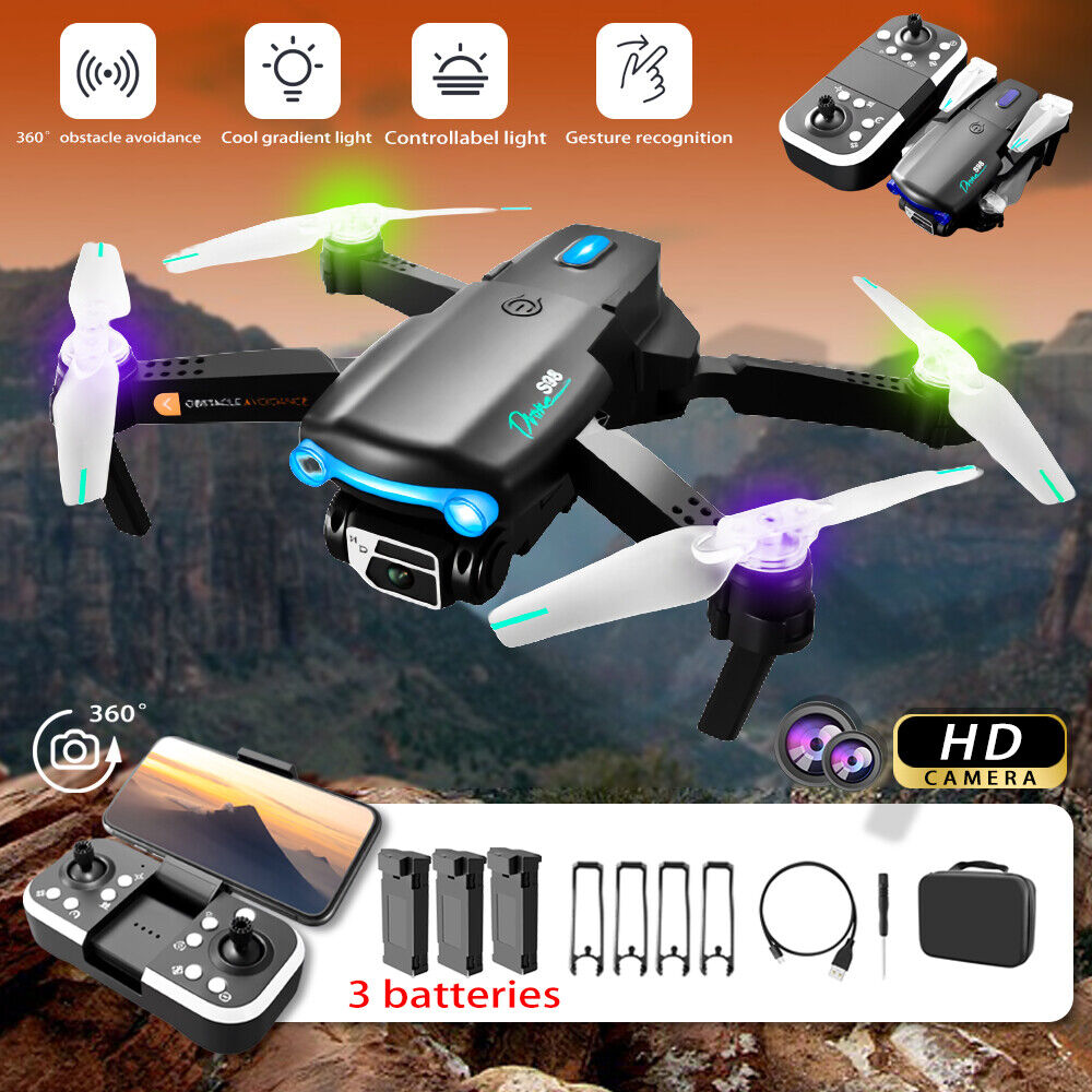 2023 New RC Drone 4K HD Dual Camera WiFi FPV Foldable Quadcopter w/ 3 Battery US