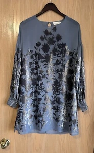 4 LOVE AND LIBERTY | SZ Medium | JOHNNY WAS Silk Blend Sheer Dress Tunic | Blue - Picture 1 of 8