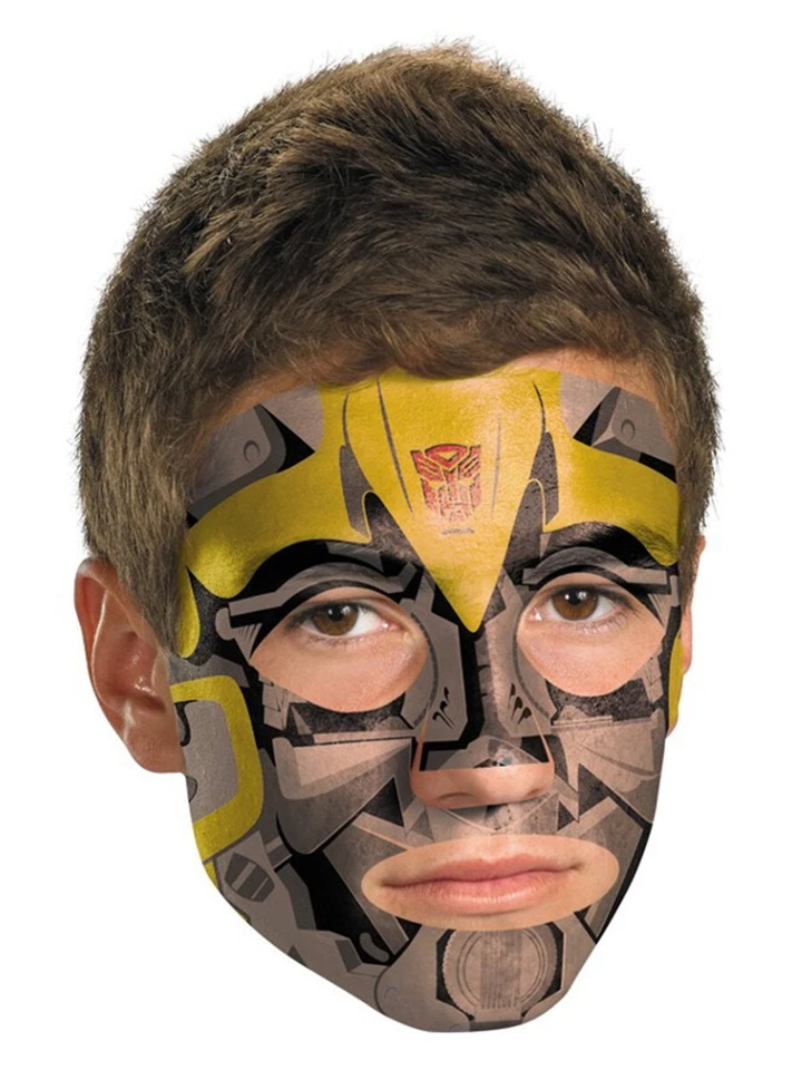 Transformers Hummel Kostüm Zubehör gelb grau Gesicht Tattoo Maske - Bild 1 von 1
