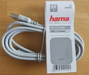 Hama USB-Kabel Anschlusskabel A - B, USB 2.0, 1,8m für PC-/Druckerkabel - Bild 1 von 1