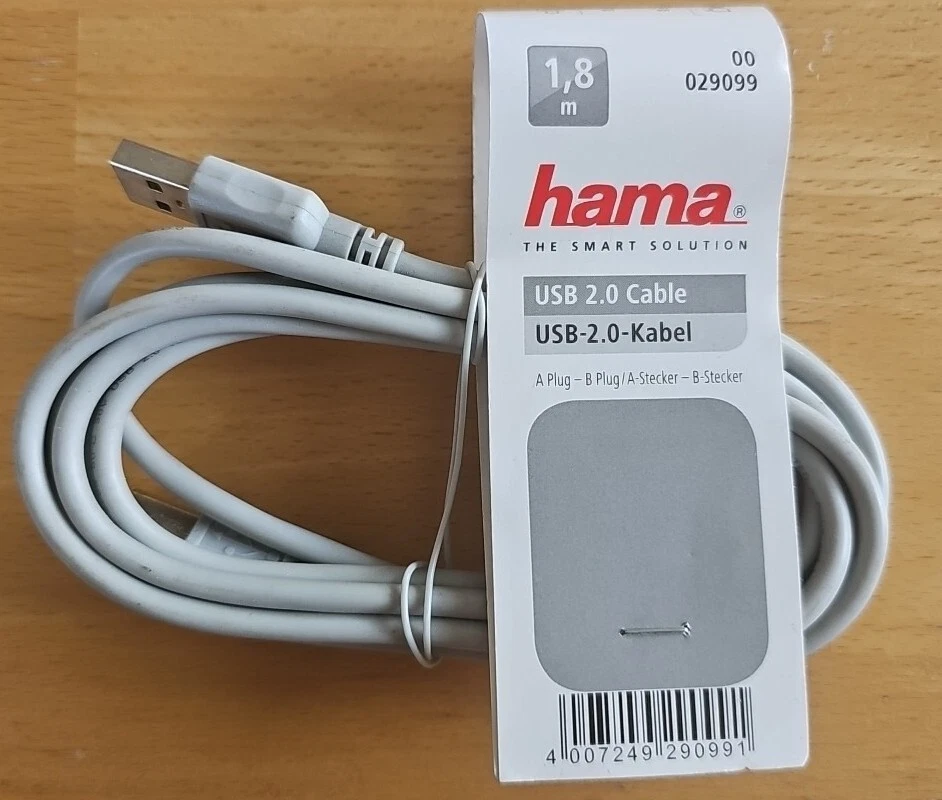 Hama USB-Kabel Anschlusskabel A - B, USB 2.0, 1,8m für PC-/Druckerkabel - Bild 1 von 1