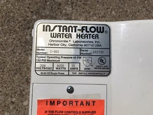 Chronomite Instant-Flow S80I/208Tankless Hot Water Heater. 38 Amp. 208 Volt. - Picture 1 of 3