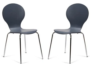 2 Grey Kimberley Bentwood Dining Chairs Chrome Leg Keeler Cafe Style VSlight2nds - Picture 1 of 6