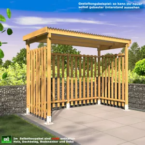 Unterstand, Überdachung 3,0x1,5 m Selbstbausatz Bauplan+Kleinteile - ohne Holz! - Bild 1 von 4
