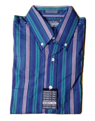 vintage members only striped L/S shirt mens size large tall deadstock NWT 80s - Image 1 of 4