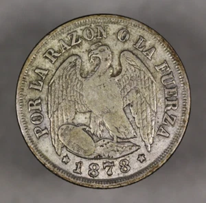 1878 Chile Silver Decimo - Picture 1 of 2