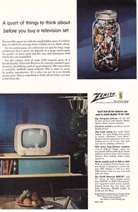 1953 Zenith Television: A Quart of Things Vintage Print Ad - Picture 1 of 1
