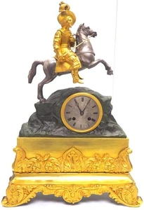 Antique 8 Day French Ormolu Mantel Clock Figural Cavalier On Horseback ca1830 - Picture 1 of 12