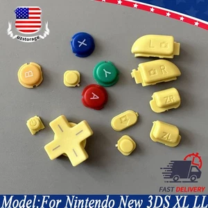 ABXY Button LR ZL ZR D-pad Home Button Yellow For Nintendo New 3DS XL New 3DS LL - Foto 1 di 5