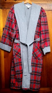 Vermont Country Store Morgenmantel Herren groß portugiesisch rot Schottenkaro Flanell gefüttert - Bild 1 von 19